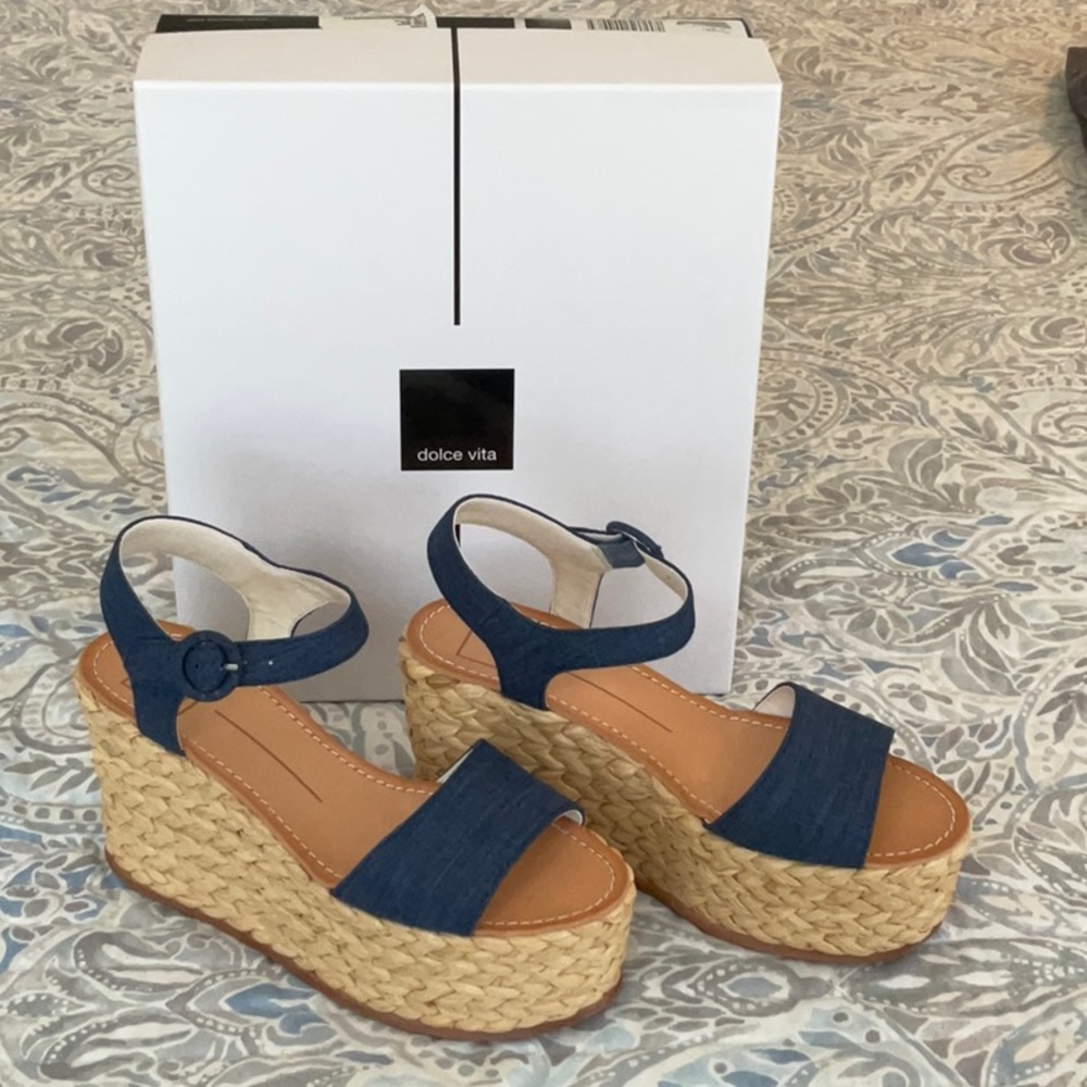 Dolce Vita Blue Espadrille Wedge Sandals